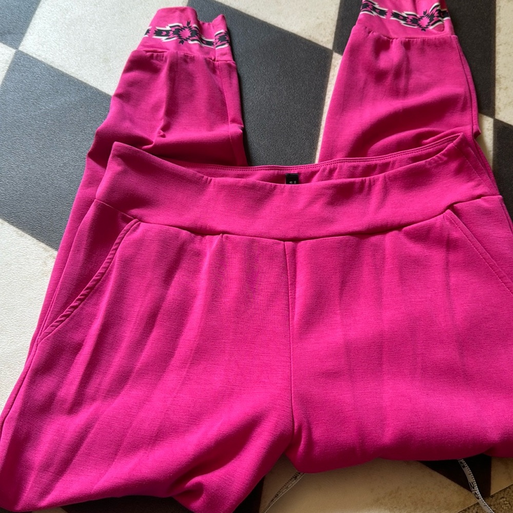 Set - 2 Fly hot pink  pants and top with Aztec trim